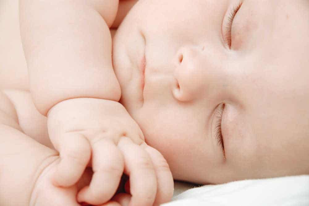 close up of baby sleeping face