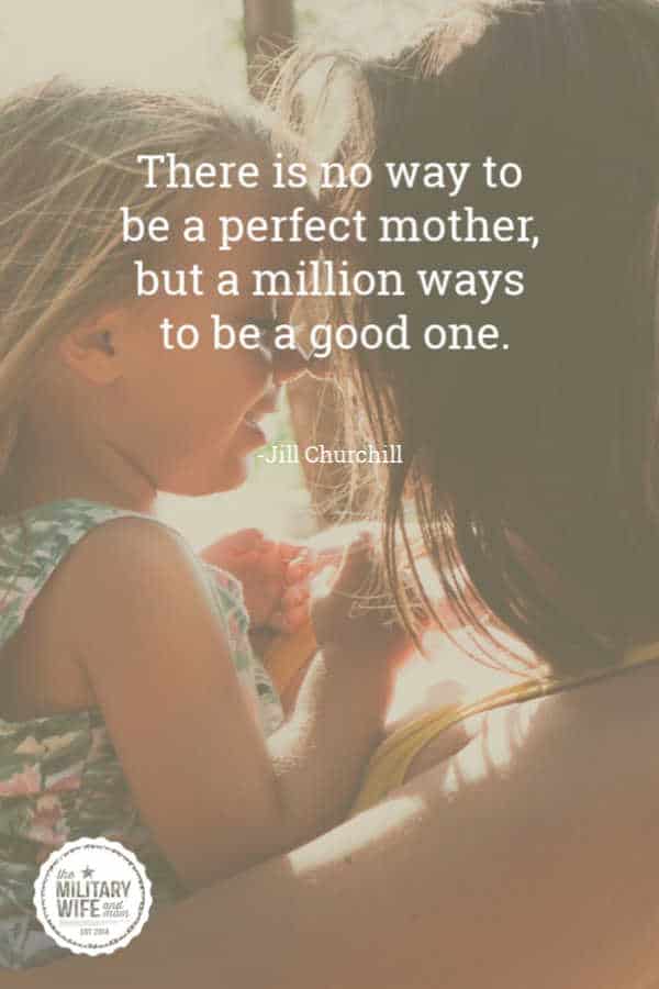 Mom hugging child with quote overlay