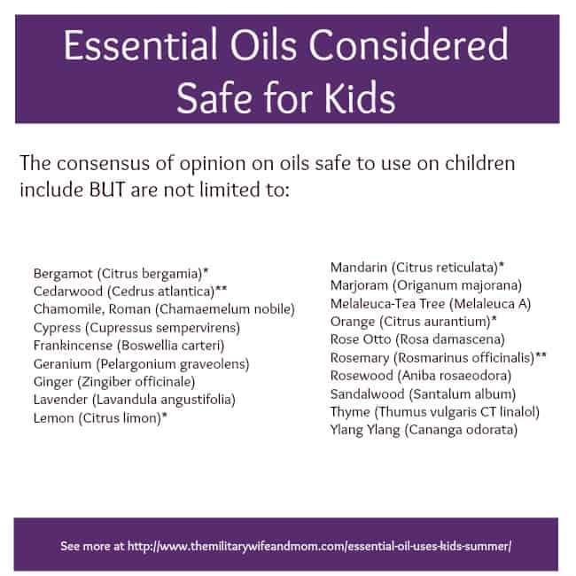 Essential oils considered safe for kids