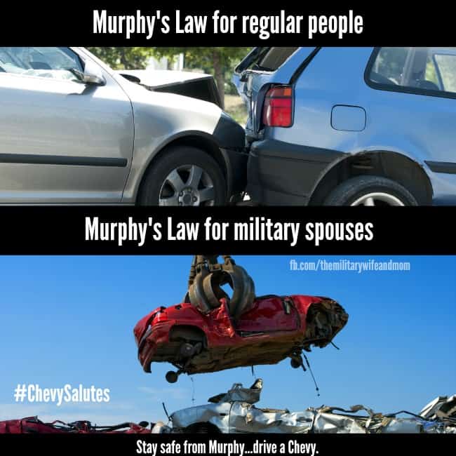 Hilarious take on Murphy's Law for regular people vs. military spouses! #ChevySalutes Sponsored by Chevorlet.