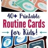 Awesome! Printable routine cards for kids. Great if you're looking for a visual schedule to use as a toddler routine or preschooler routine chart. Perfect for stay home moms who enjoy a peaceful schedule.
