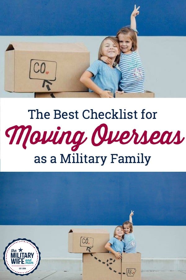 This is the BEST moving overseas checklist for military families that I've found. If you're planning an OCONUS move, grab this overseas moving checklist. #movingoverseaschecklist #militarymove #movingchecklistformilitary #oconusmilitarymove #pcsmoveoverseas