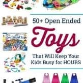 Inspire your child's imagination and creativity with these open ended toys that last for years! Open ended toys encourage problem-solving, self-regulation, creativity and more. #openendedplay #openendedtoys #creativetoys #imaginationtoys