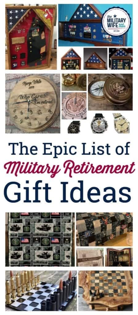 Collage of military retirement gifts