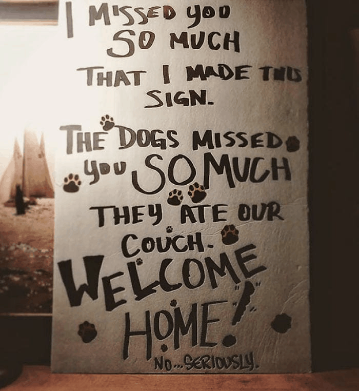cute welcome home sign