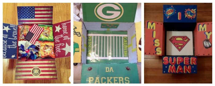 Green Bay Packers theme decorated care package. 