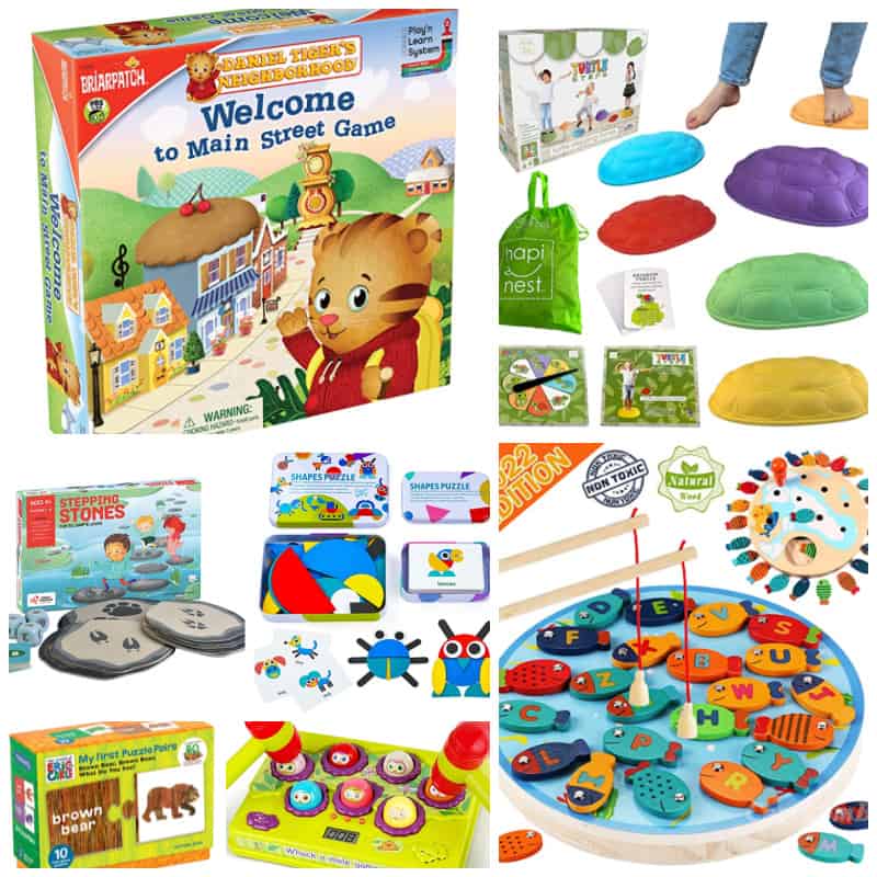 Collage of games for 2-4 year olds.