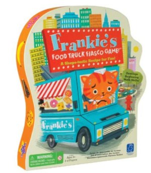 box with cartoon tiger driving a food truck