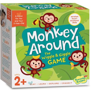 box with cartoon monkeys dancing.