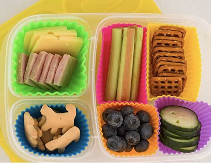 silicone baking cups used to make a bento lunch