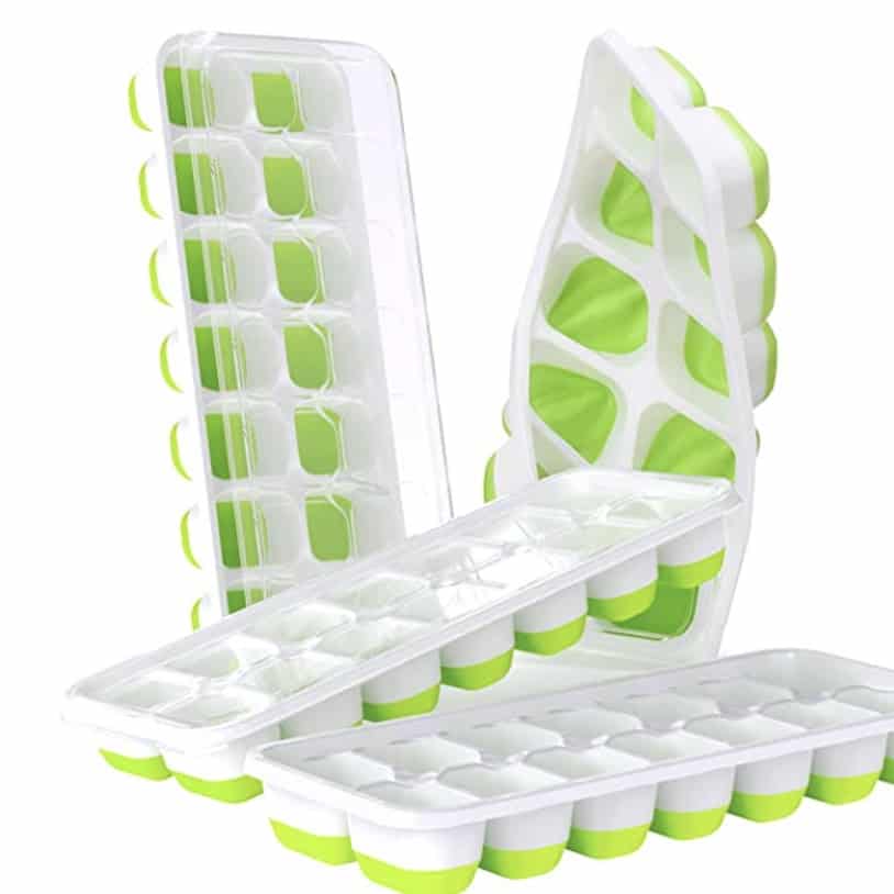 green and white silicone ice cube tray 