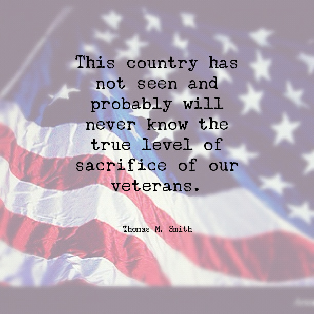 Thomas M. Smith quote written over American flag image. 