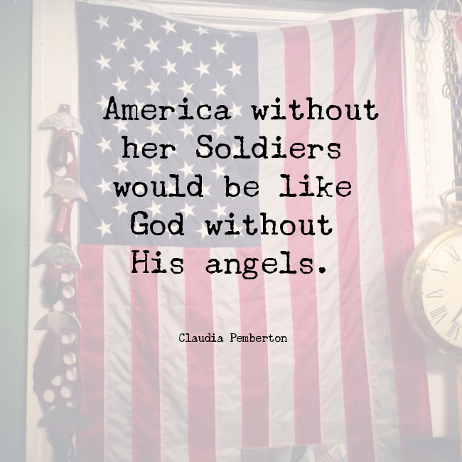 Claudia Pemberton quote written over  American flag image. 