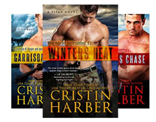 shirtless men with guns on book covers