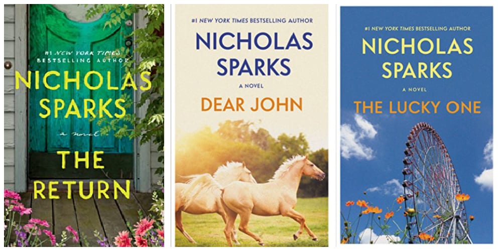 nicholas sparks book covers: front door, horses running, ferris wheel